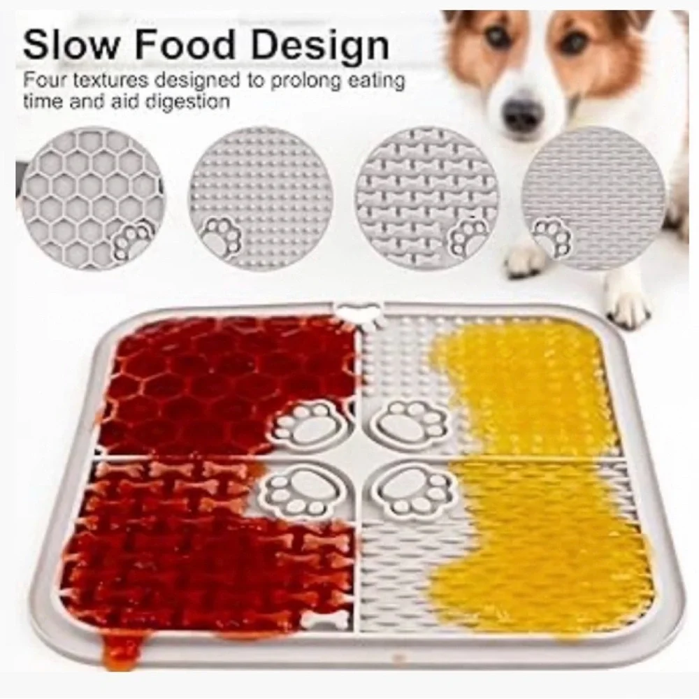 New Gray Silicone Pet Slow Feeder & Enrichment Lick Mat with Suction Cups